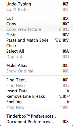 Edit menu
