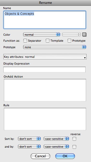 Rename Note dialog
