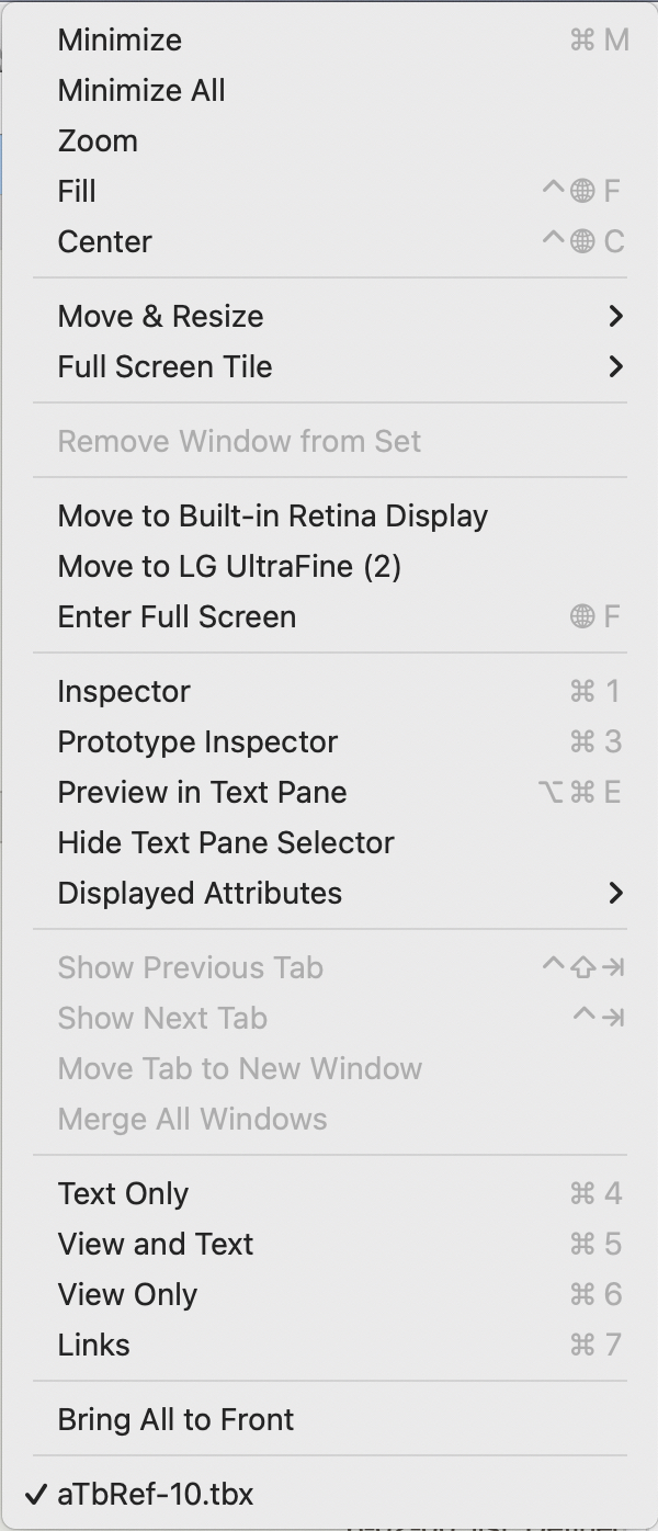 Window menu
